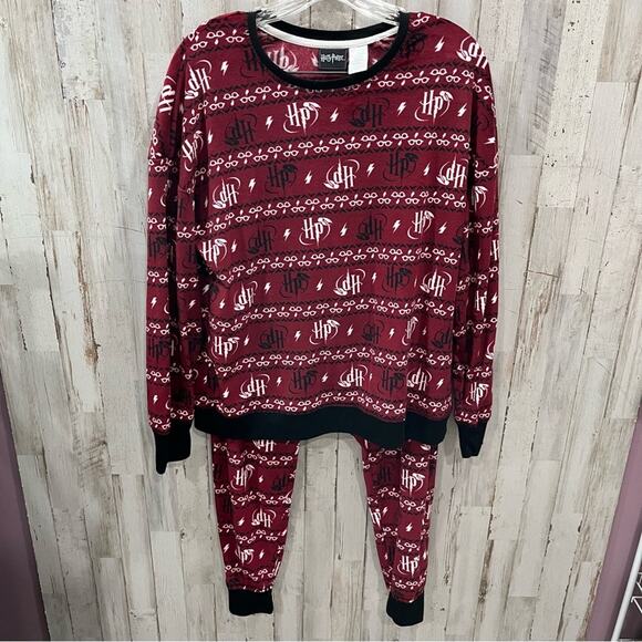 Womens Harry Potter Logos and Lightning Bolts Pajamas Jogger Fleece - Picture 1 of 9